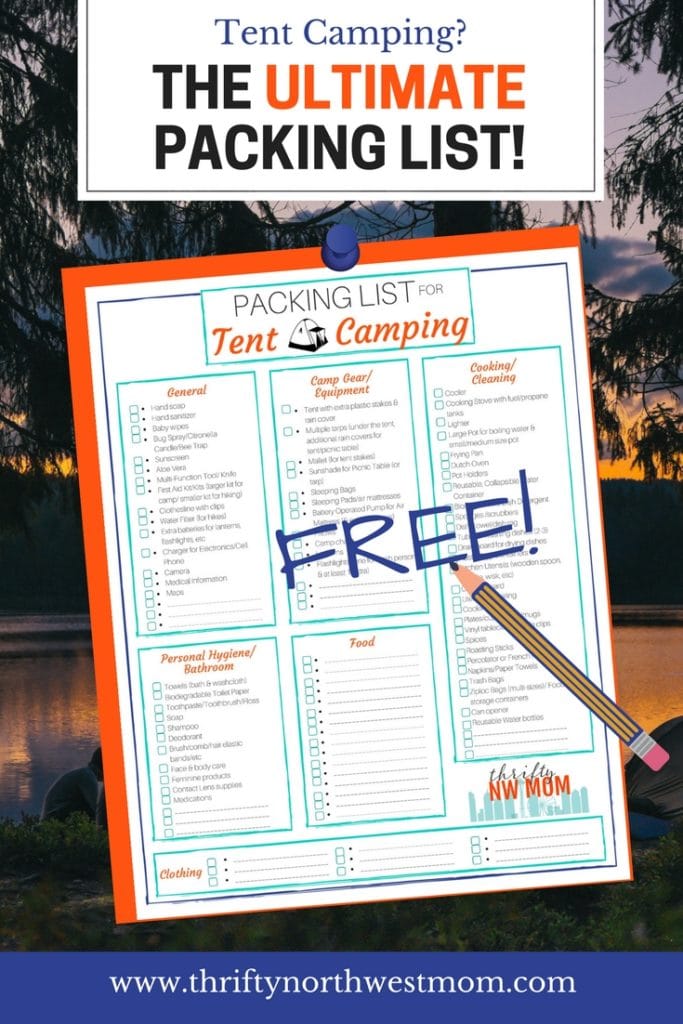 free list for camping gear printable