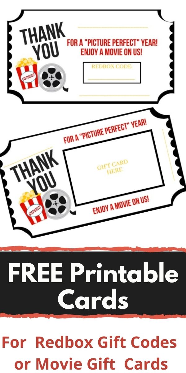 Movie Redbox Gift Card Printable FREE Thrifty NW Mom