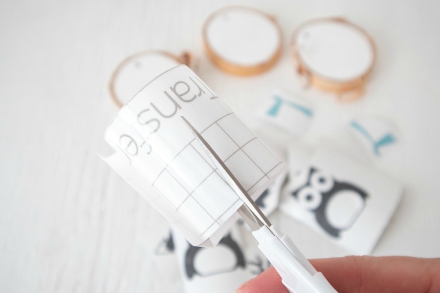 Adding Transfer Tape to vinyl for wood ornaments
