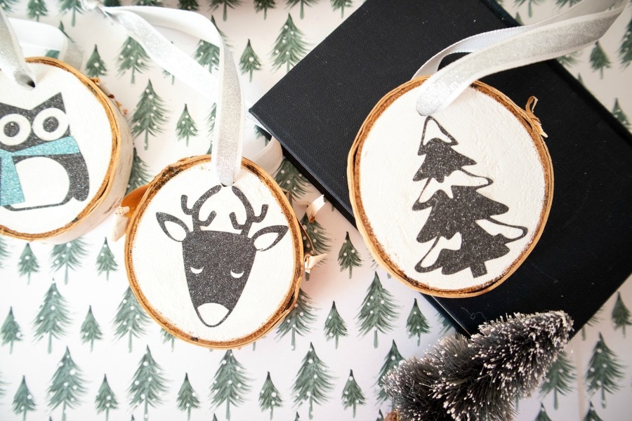 DIY Wood Slice Ornaments using a Cricut + Free Christmas ...