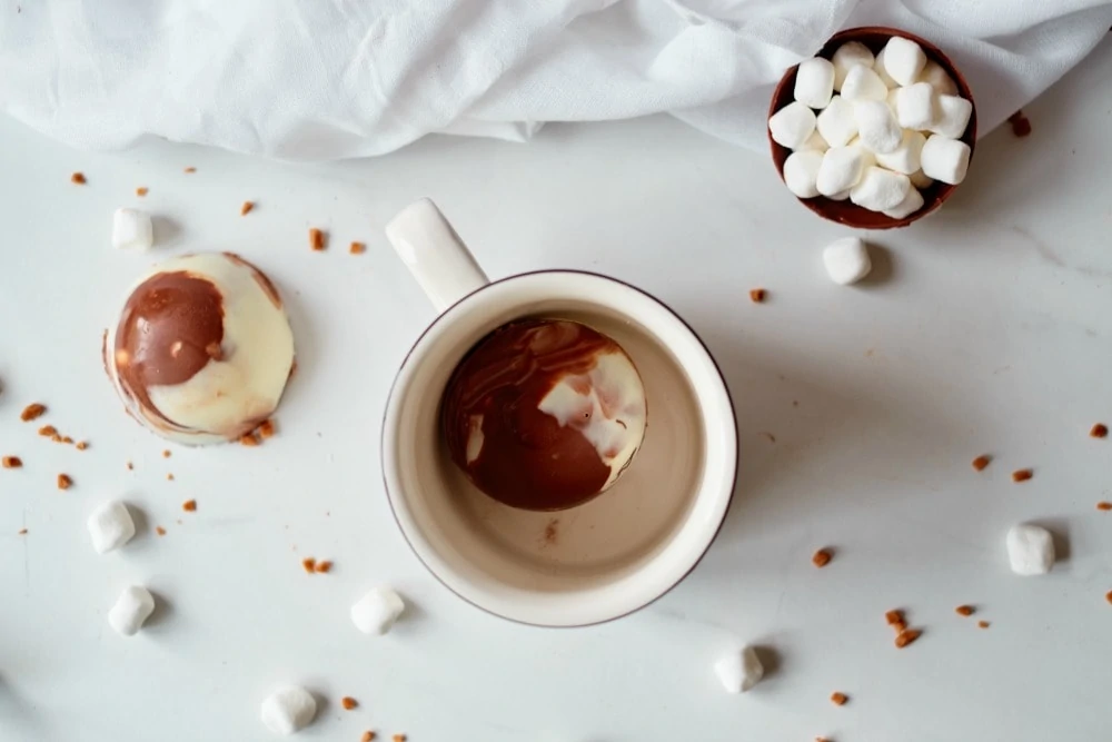 Hot Chocolate Ball in Mug with Ingredients
