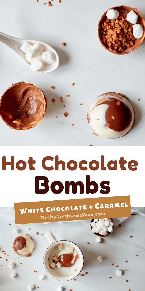 Hot Chocolate Bombs with White Chocolate & Caramel