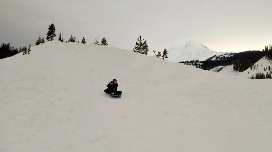 Sledding at White River Sno park near Mt Hood