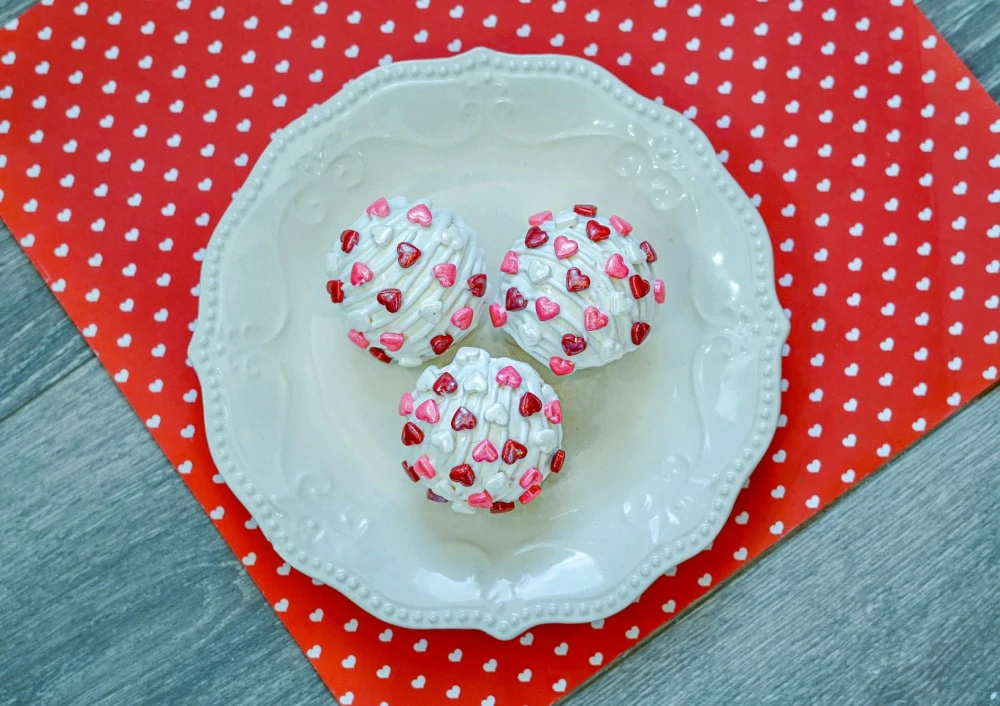 Valentine Hot Cocoa Bombs on a Plate