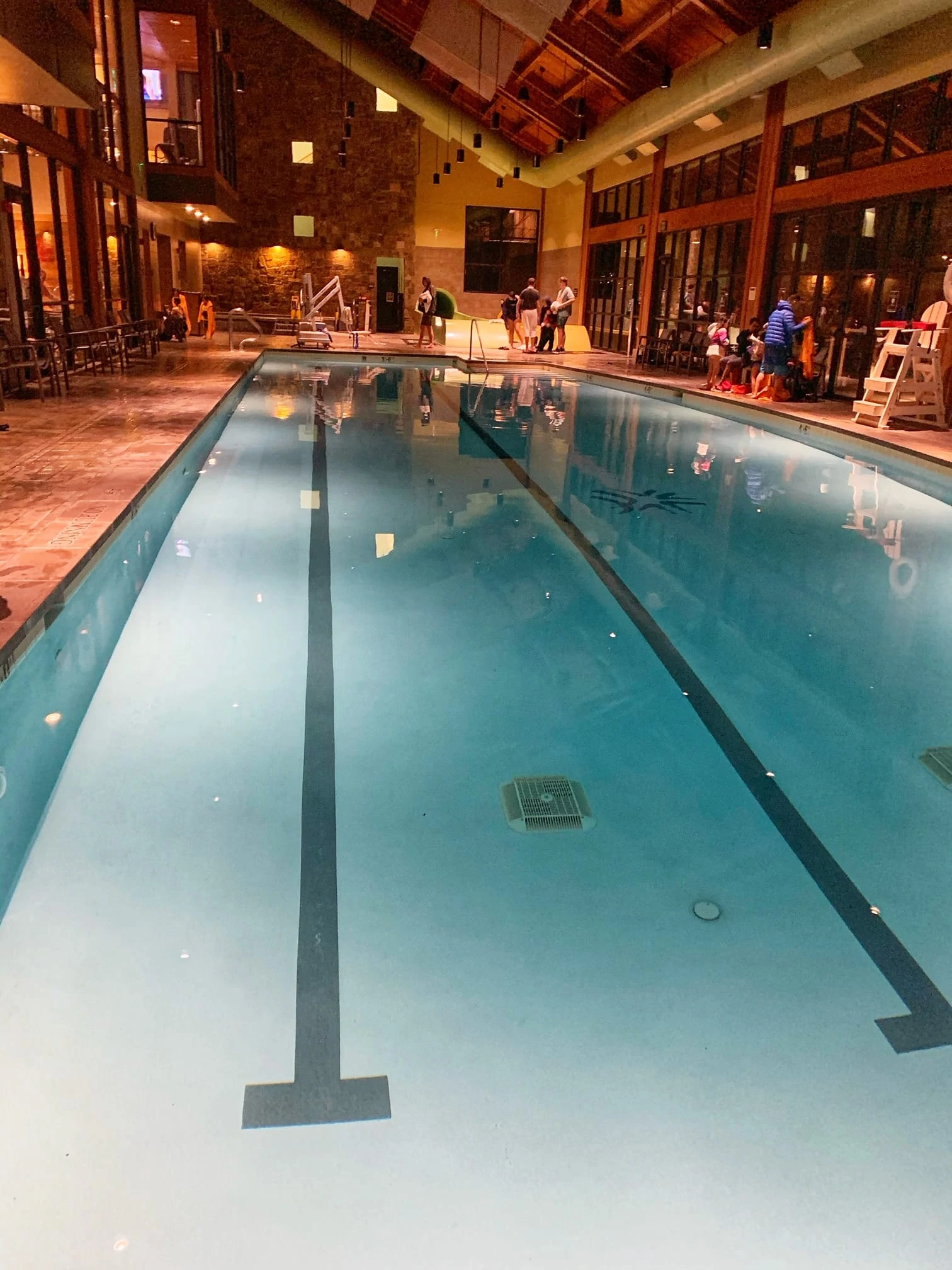 Indoor pool with waterslides at Suncadia