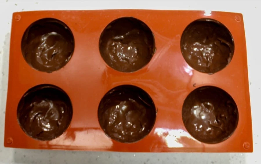 Chocolate in Silicone Molds for Hot Cocoa Bombs