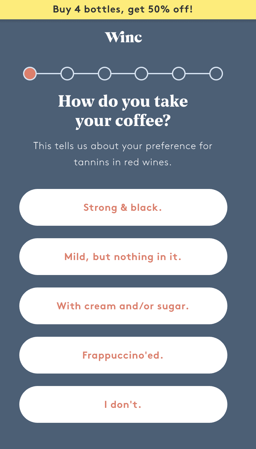 Winc Wine questionnaire