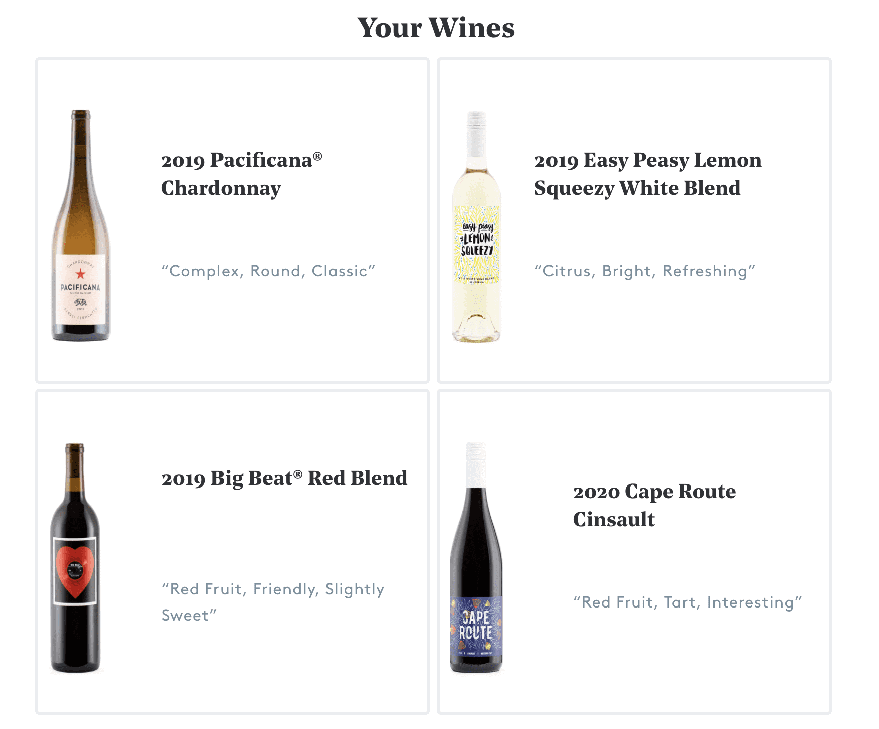 Winc Wine options
