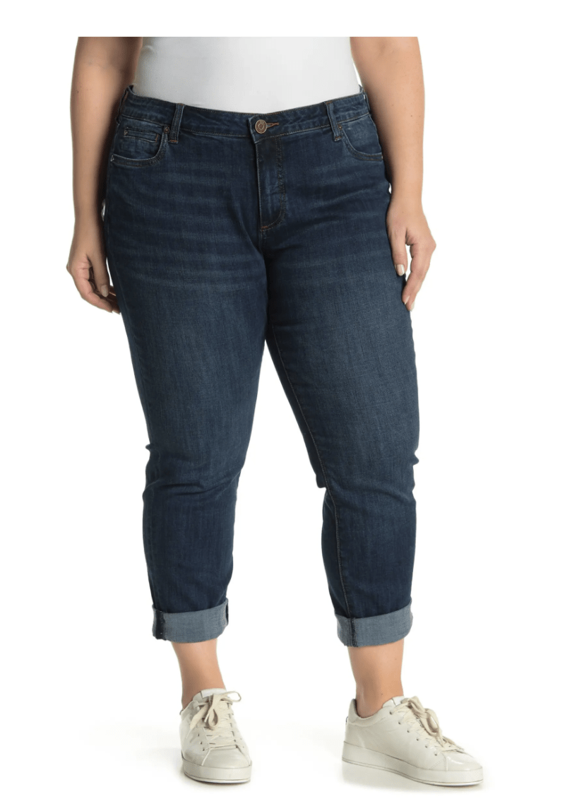 Katy Rolled Hem Boyfriend Jeans Plus Size