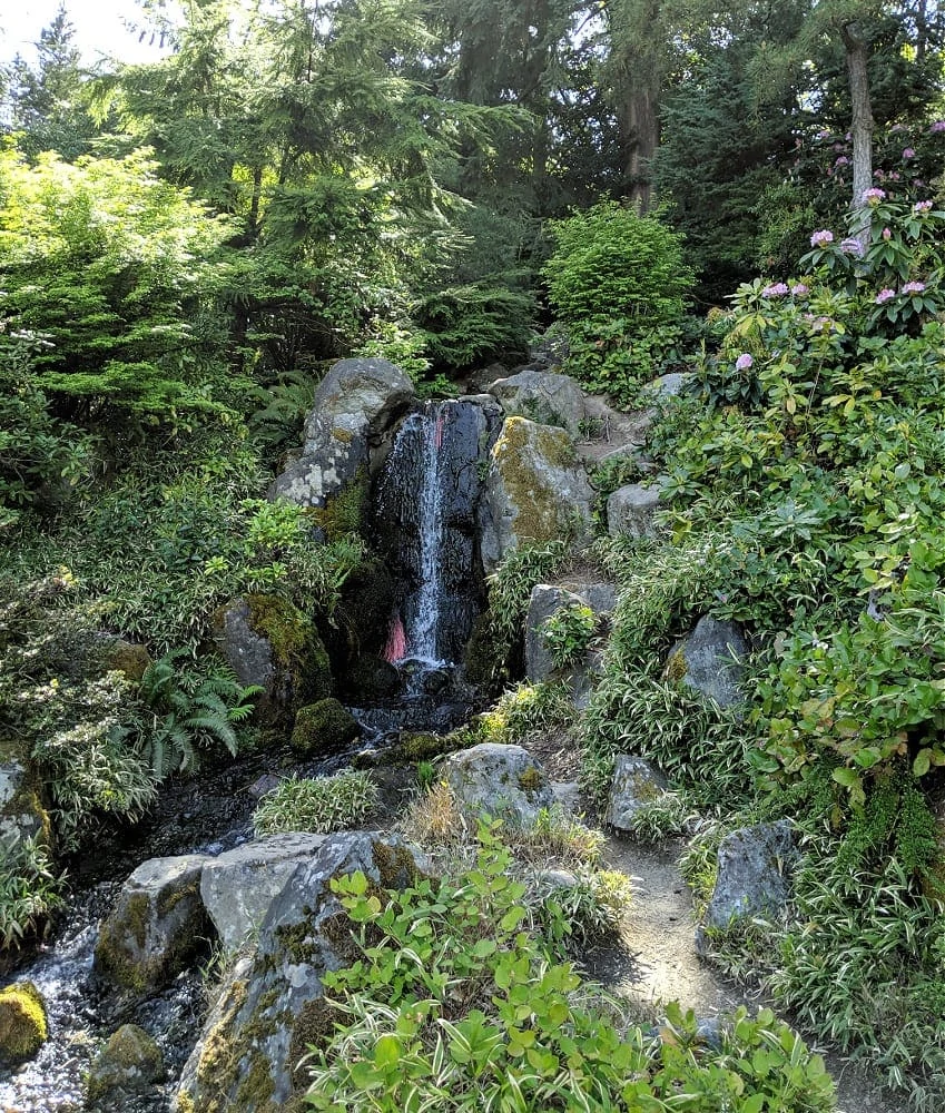 Waterfall at Kubota Garden in Seattle