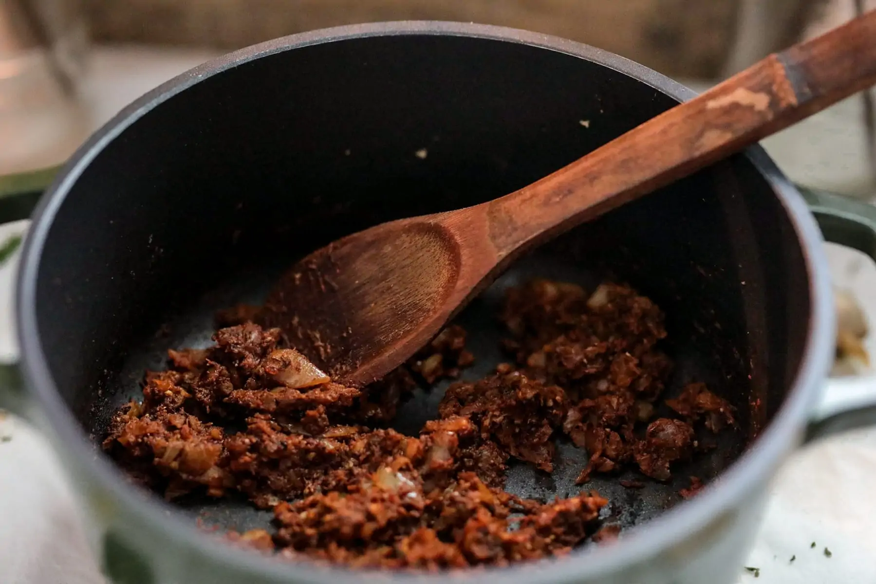 onion and curry paste cooking