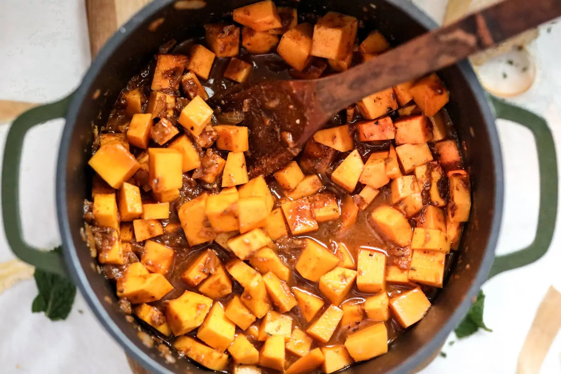 sauté butternut squash for soup