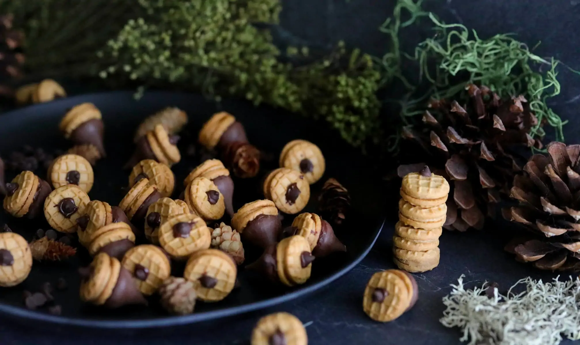 Acorn cookies with nutter butter