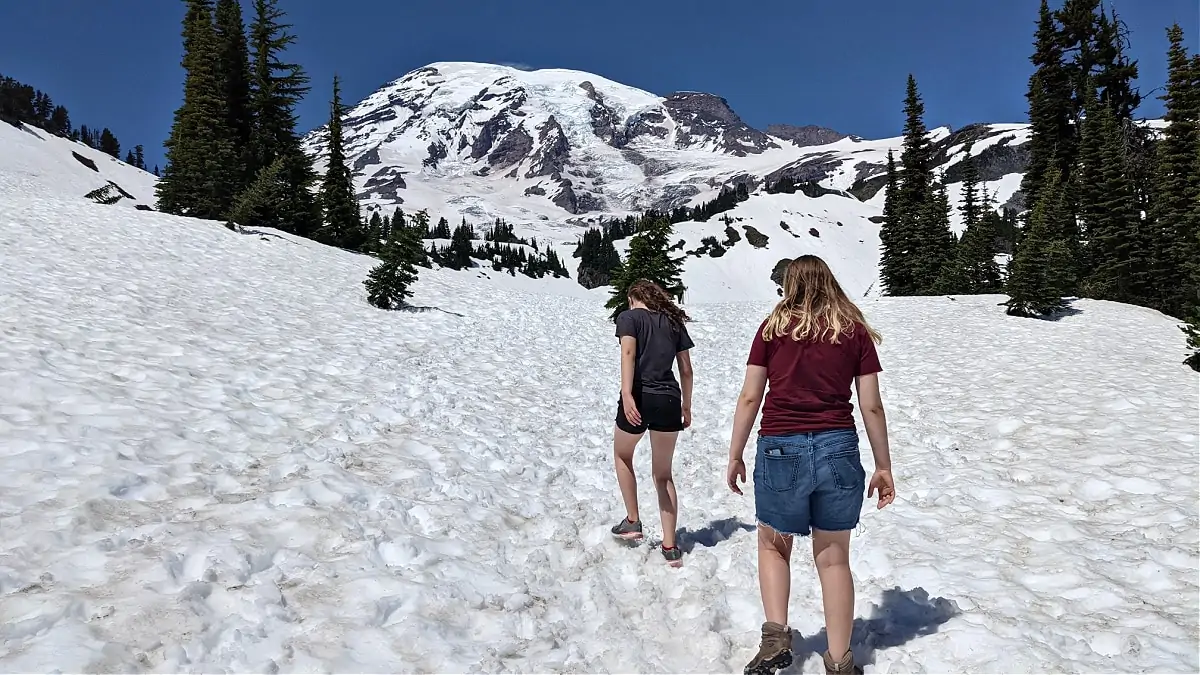 Myrtle Falls Trail with Snow