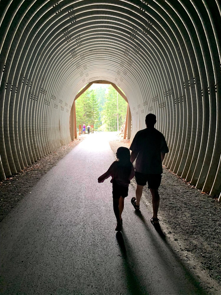 In the tunnel at Spruce Railroad Hike