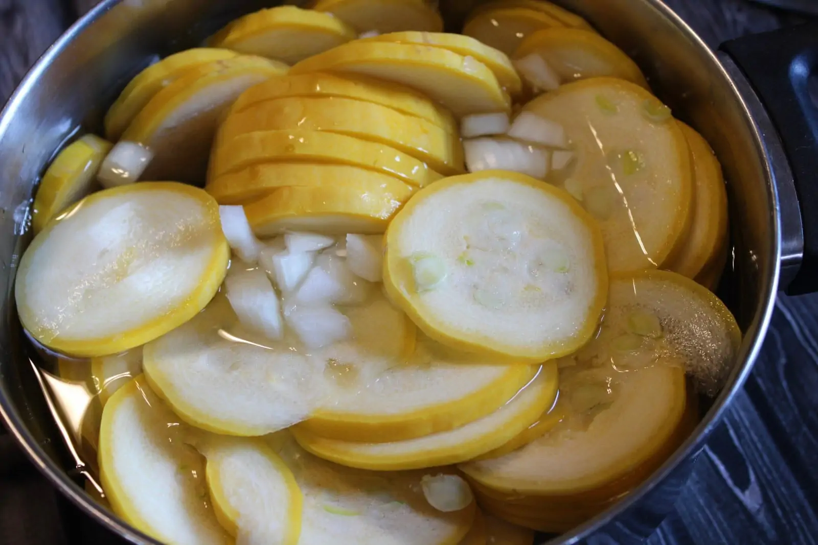 simmering squash and onions