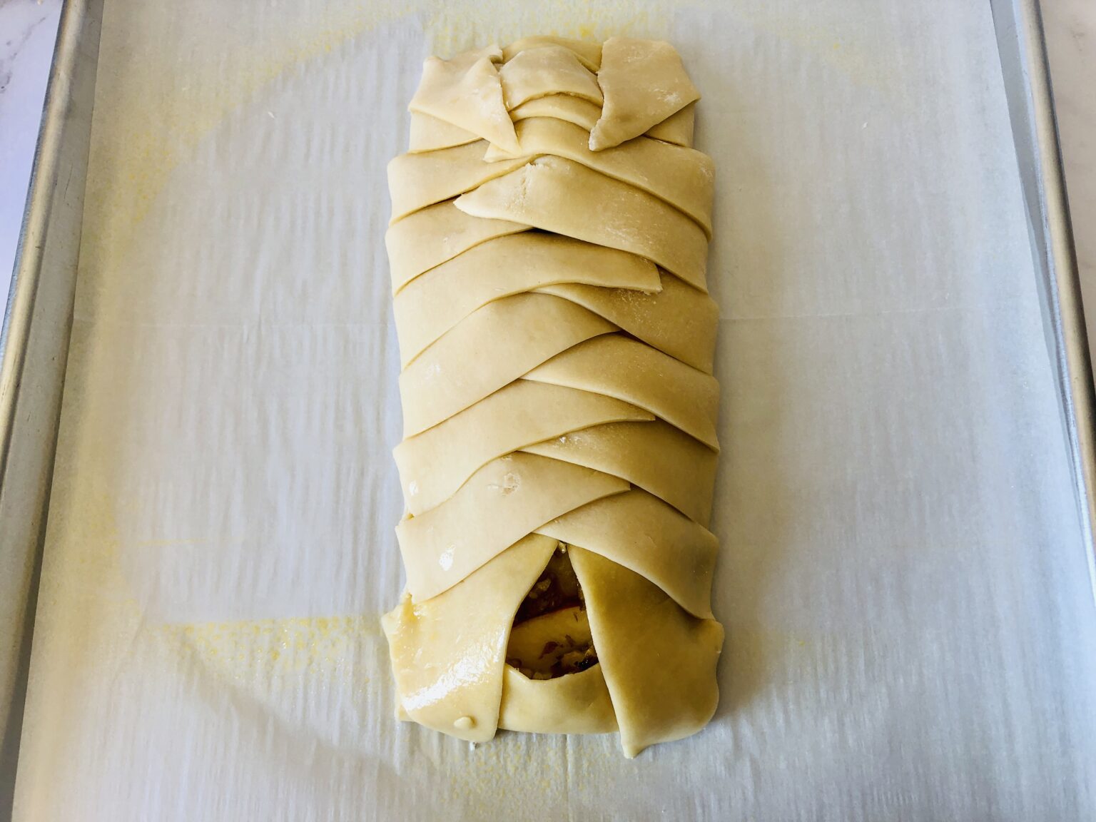 Apple, Feta & Walnut Pastry Braid with Honey Drizzle Recipe Thrifty
