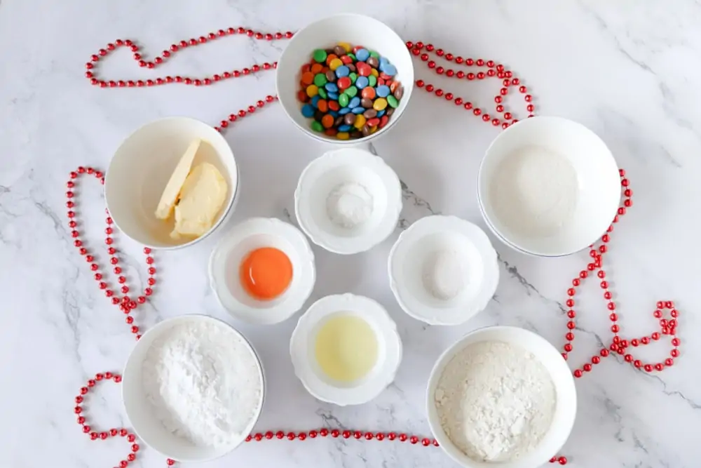 Ingredients for Christmas light cookies