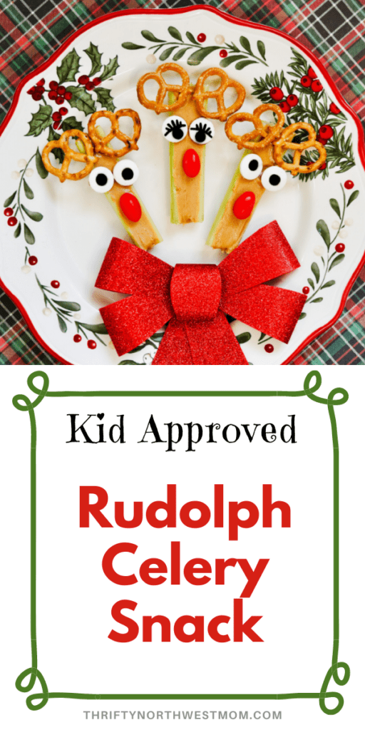 Rudolph Celery Snack – Healthy Kid Friendly Christmas Snack!