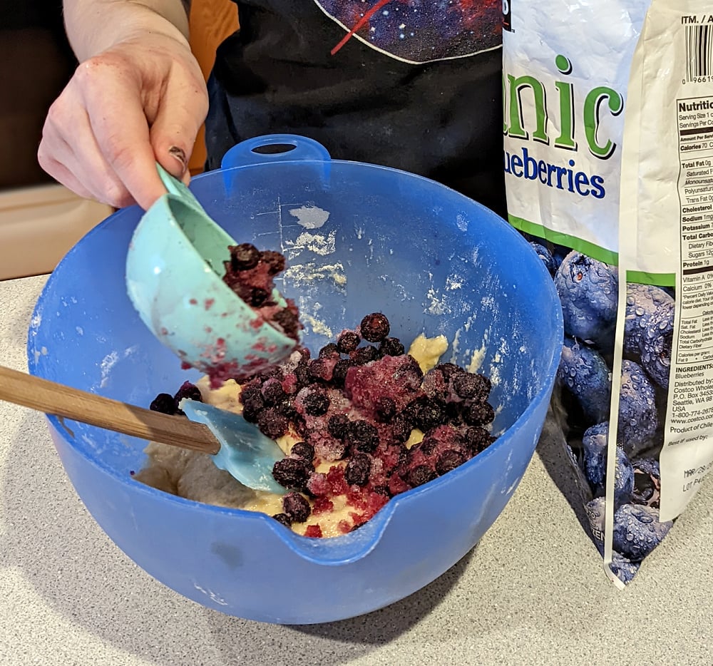 Adding blueberries to batter