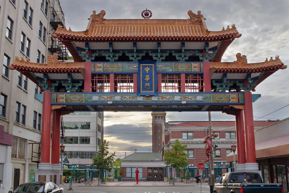 Sunset at Chinatown Gate in Seattle Washington