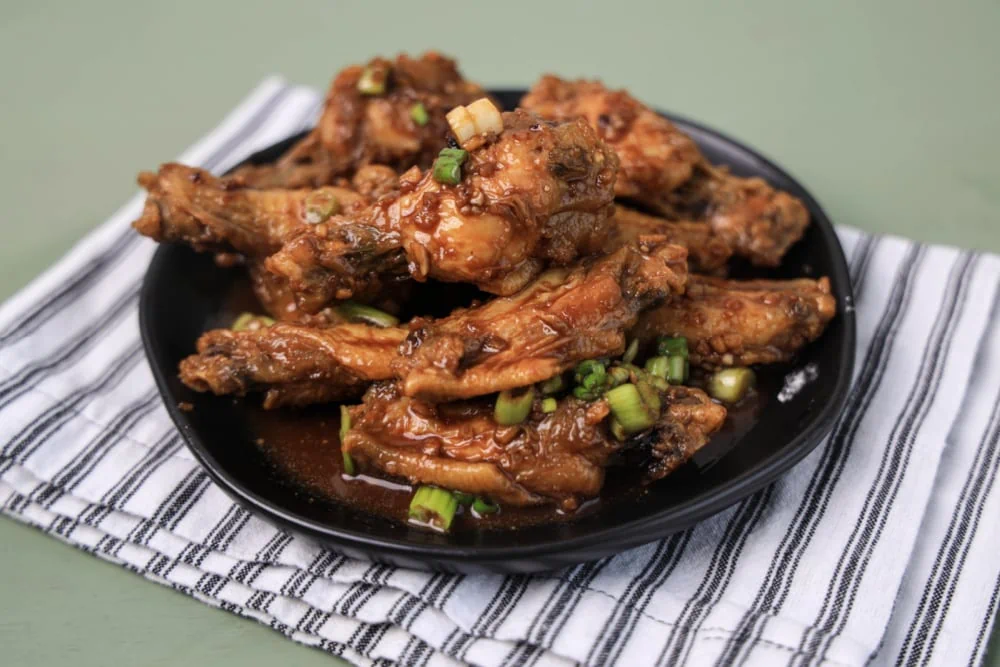 Asian Chicken Wings on a Napkin