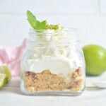 Adding cream cheese mixture to key lime pie