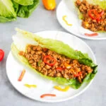 Chicken lettuce wraps with 2 red peppers