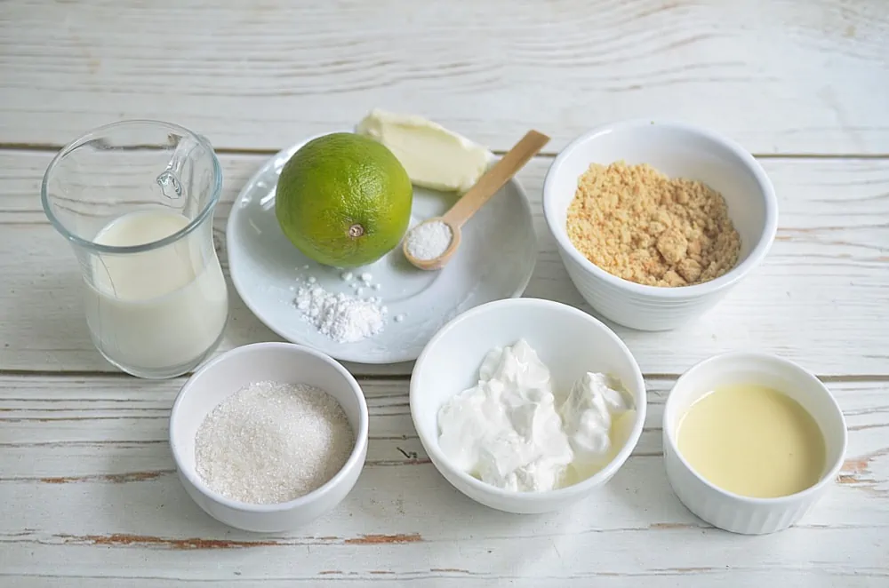 Ingredients for Mini Key Lime Cheesecake in a Jar