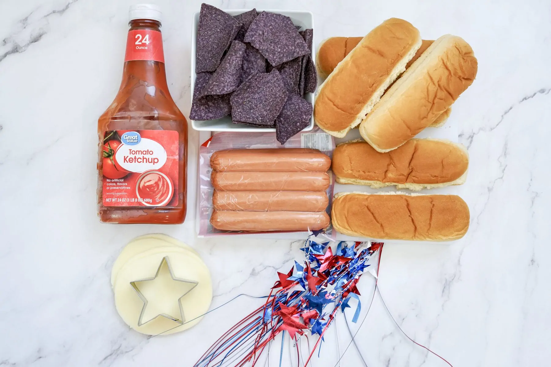 Ingredients for a hot dog bar