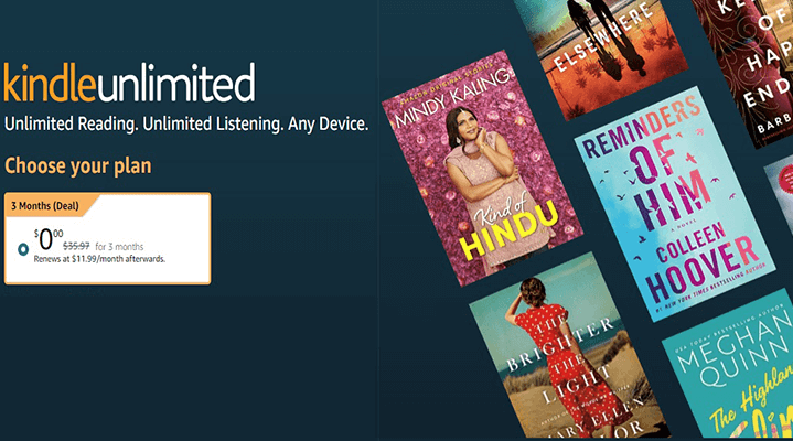 Kindle unlimited free trial 3 month offer