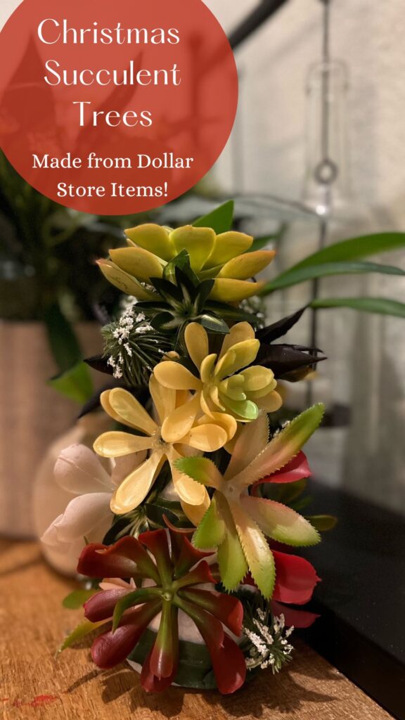 Mini Succulent Christmas Tree – Made From Dollar Store Supplies!