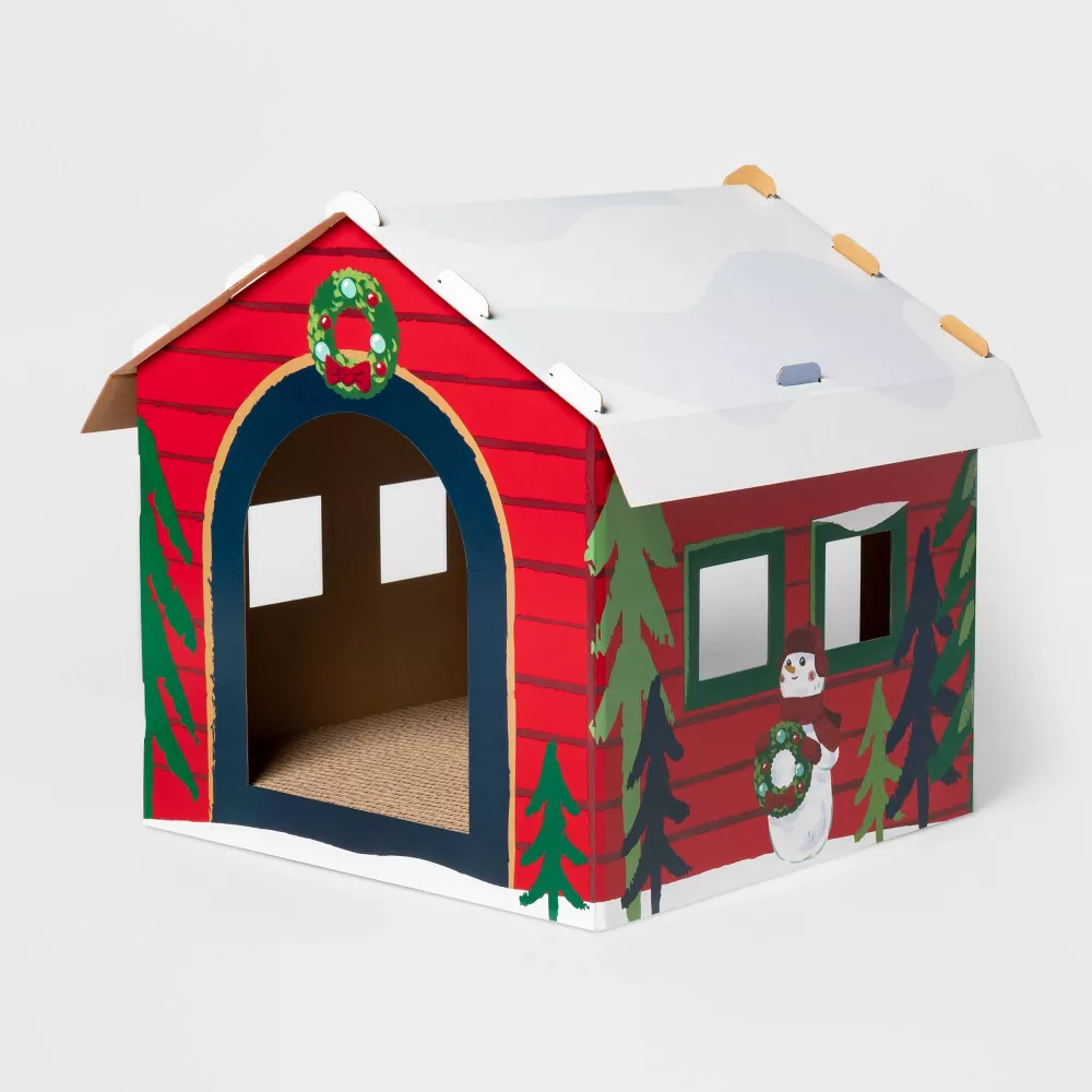 Red Workshop Cardboard Cat House Christmas