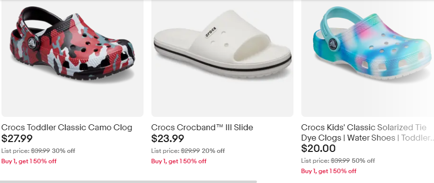 Crocs Outlet on Ebay