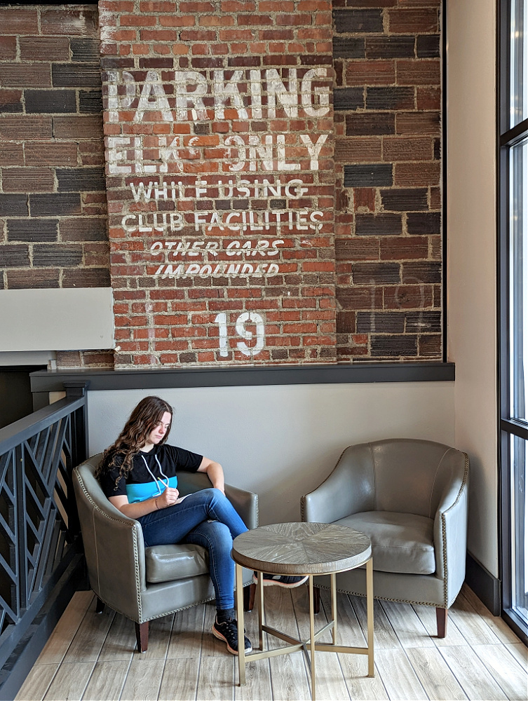 Exposed brick in Hotel Windrow Lobby