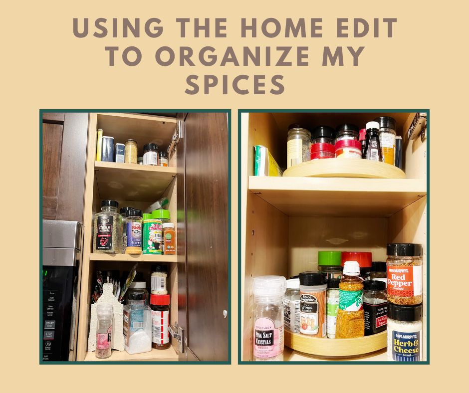 Organizing my spice pantry with the home edit bamboo lazy susan