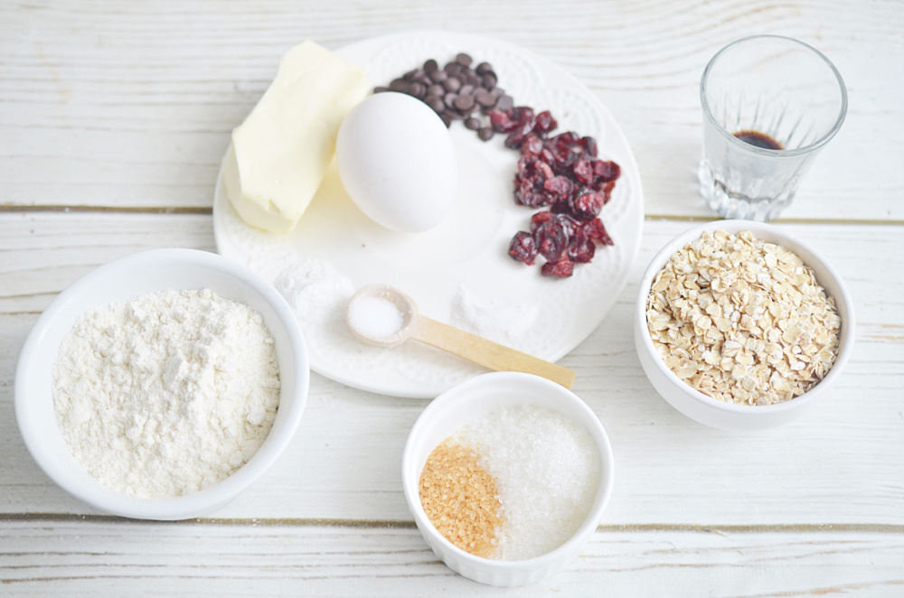 Ingredients for Oatmeal Cranberry Cookies