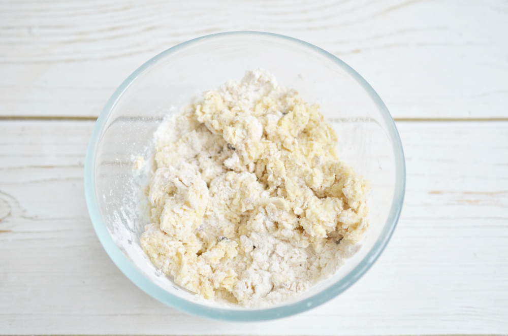 Mixing flour & sugar mixture for oatmeal cranberry cookies