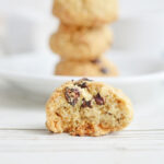 Oatmeal Cranberry Cookies Close up with bite