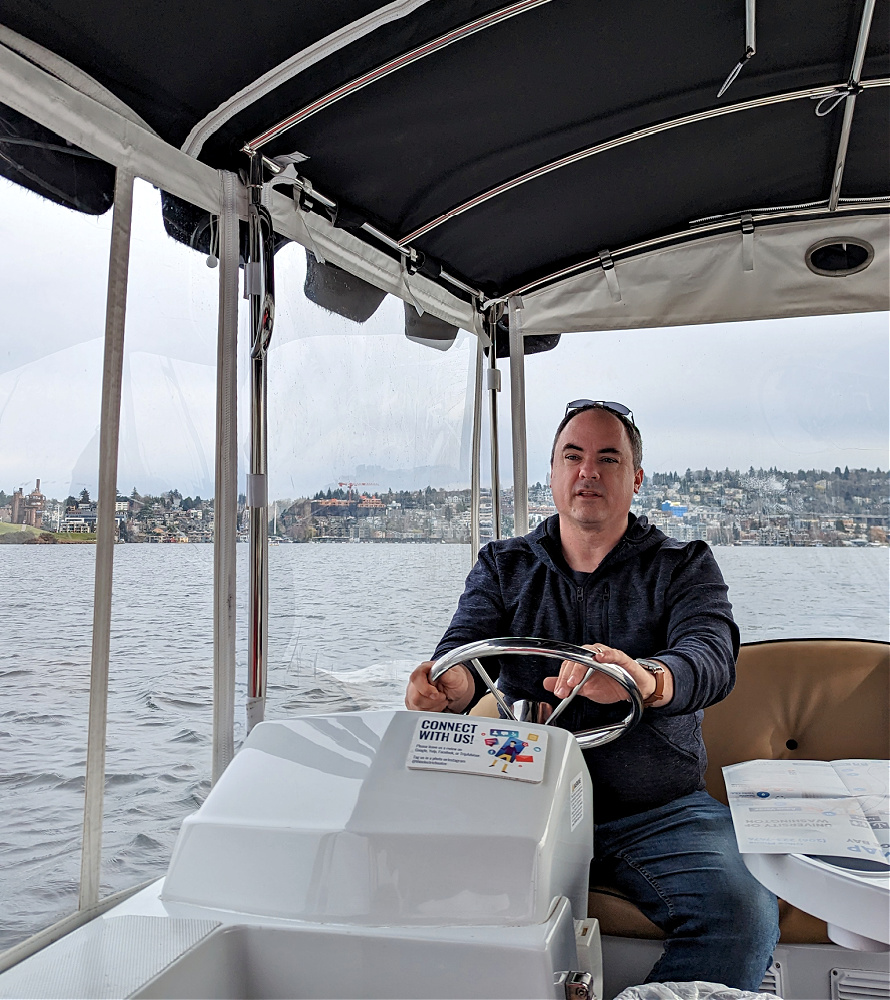 Driving Electric Boat in Seattle