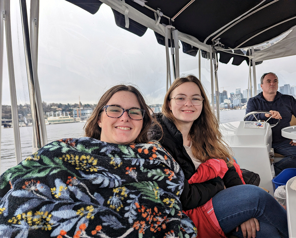 Using blankets on Electric Boat ride in seattle