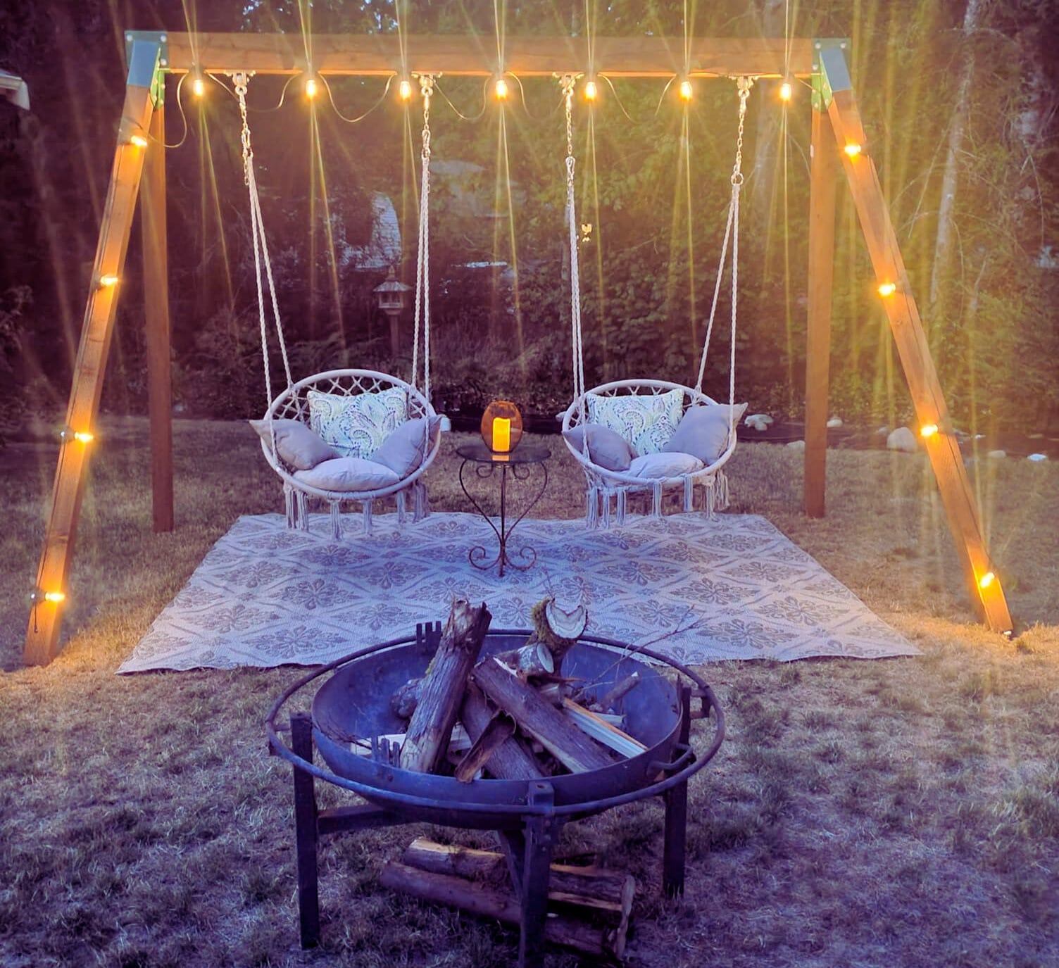 Macrame chair swing for the backyard