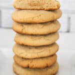 Stack of peanut butter crumbl cookies on a plate