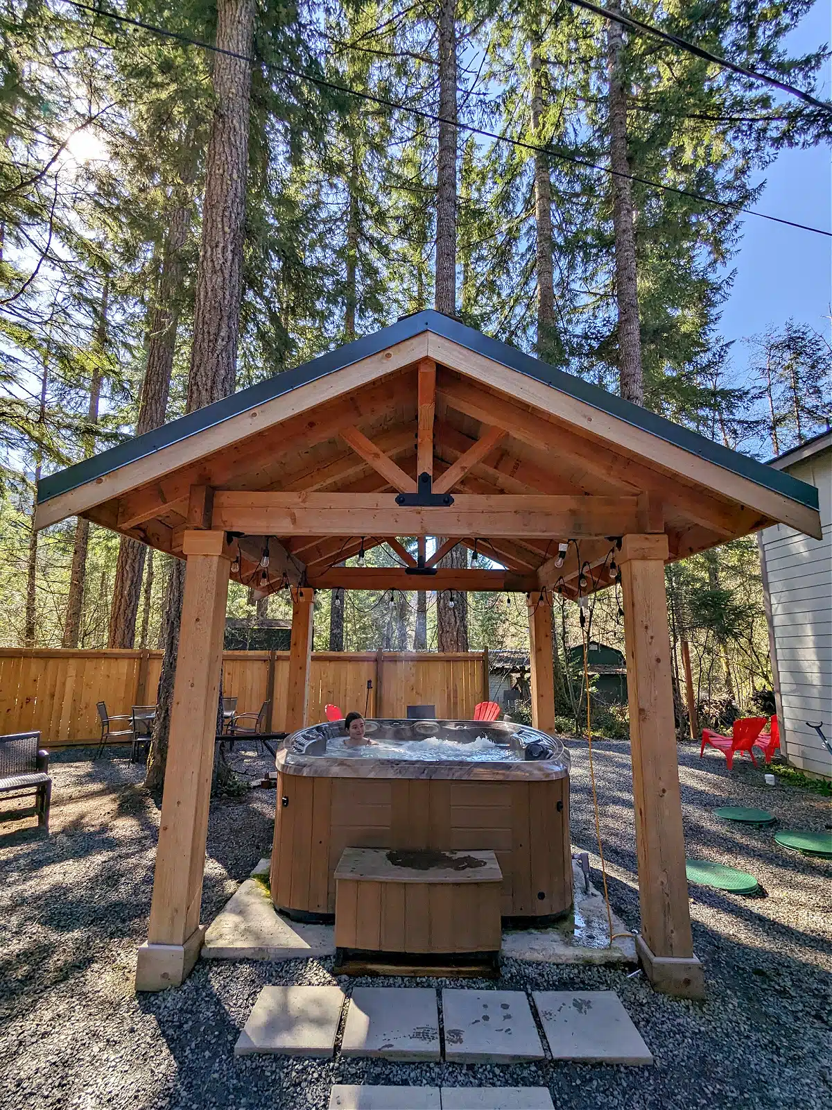 Outdoor Hot Tub at Keltons Cabin Mount Rainier Ashford