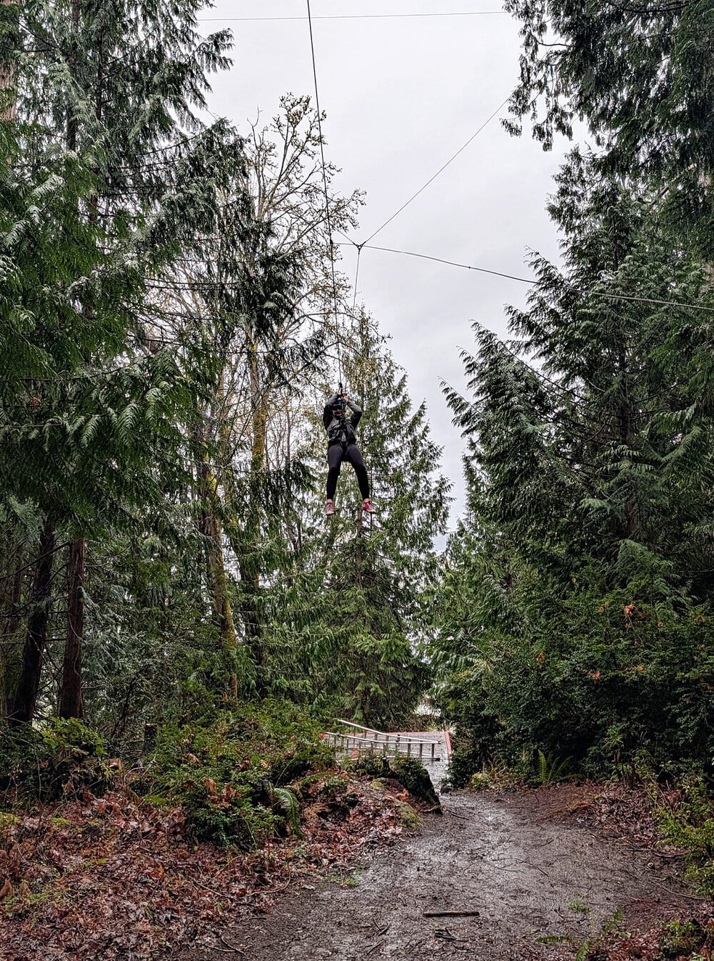 hanging from Giant Swing at Camp Colman